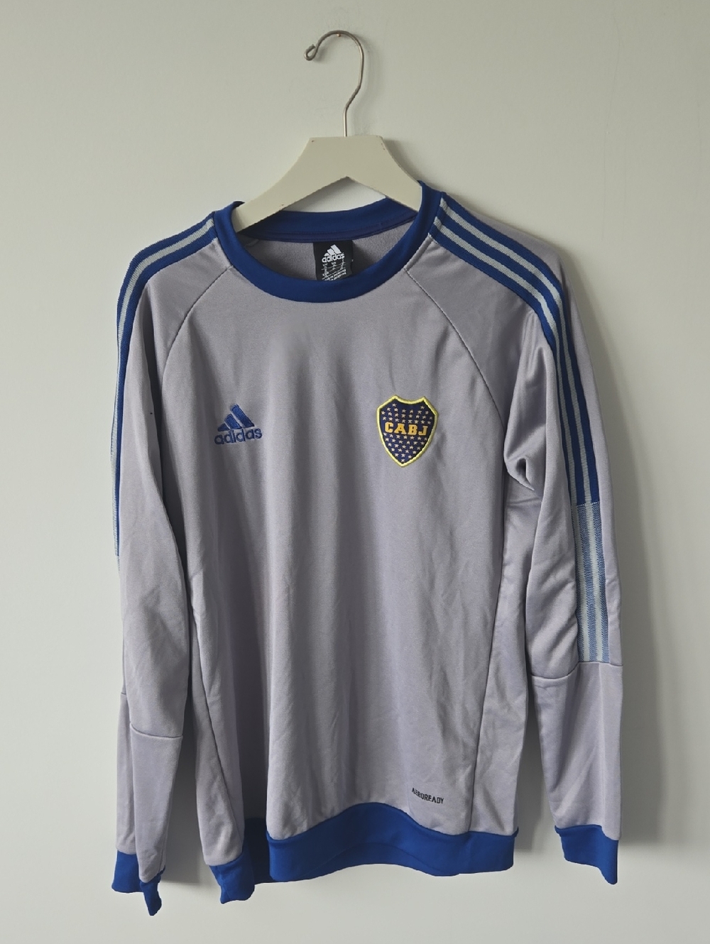 adidas Gray and Blue Boca Juniors Training Sweatshirt